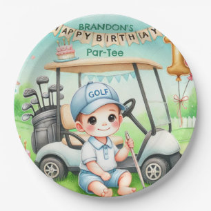 Gat in One Golf Boy 1e Par-t-shirt Verjaardag Papieren Bordje