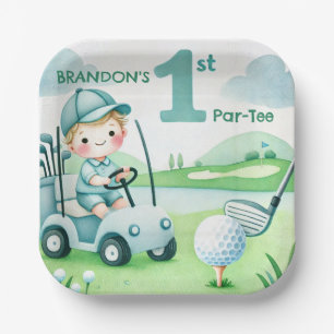 Gat in One Golf Boy 1e Par-t-shirt Verjaardag Papieren Bordje