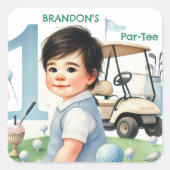 Gat in One Golf Boy 1e Par-t-shirt Verjaardag Vierkante Sticker (Voorkant)
