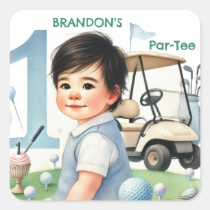 Gat in One Golf Boy 1e Par-t-shirt Verjaardag Vierkante Sticker