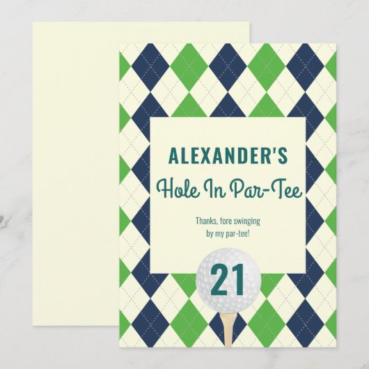 Gat in Par-T-shirt Any Age Golf Mastered Birthday Bedankkaart (Voorkant / Achterkant)