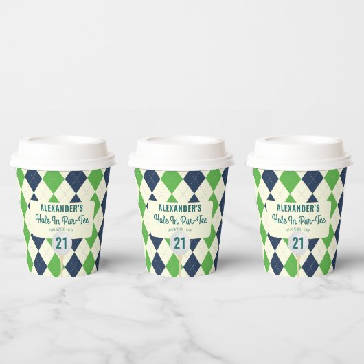 Gat in Par-T-shirt Any Age Golf Mastered Birthday Papieren Bekers (Multi)