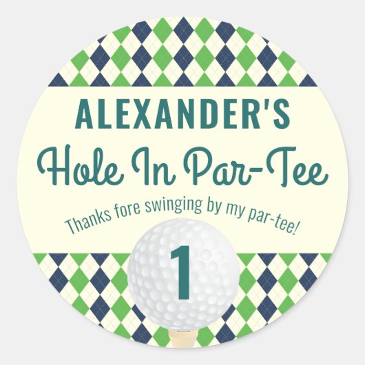 Gat in Par-T-shirt Any Age Golf Mastered Birthday Ronde Sticker (Voorkant)