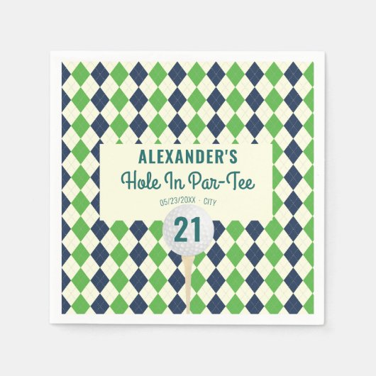 Gat in Par-T-shirt Any Age Golf Mastered Birthday Servet (Voorkant)