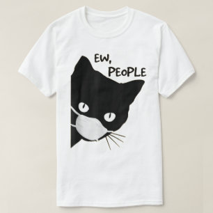 Gat met Zwarte Kat Ontwerp en Mondkapje T-shirt