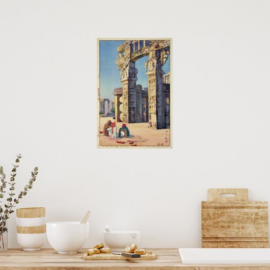 Gate aan de Stupa van Sanchi, Hiroshi Yoshida Poster (Keuken)