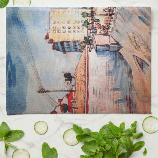 Gate in Parijs Ramparts, door Vincent van Gogh Theedoek (Gevouwen)