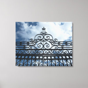 Gate met ruw ijzer, 3-paneelcanvas canvas afdruk