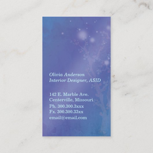 "Gate of Dawn" Jewel Floral Trees Visitekaartje (Achterkant)