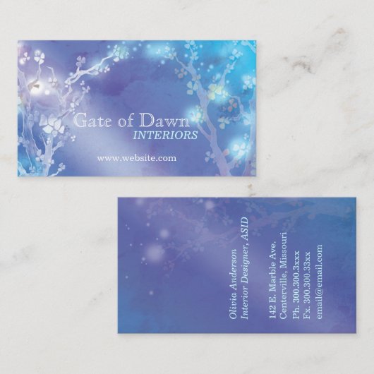 "Gate of Dawn" Jewel Floral Trees Visitekaartje (Voorkant / Achterkant)