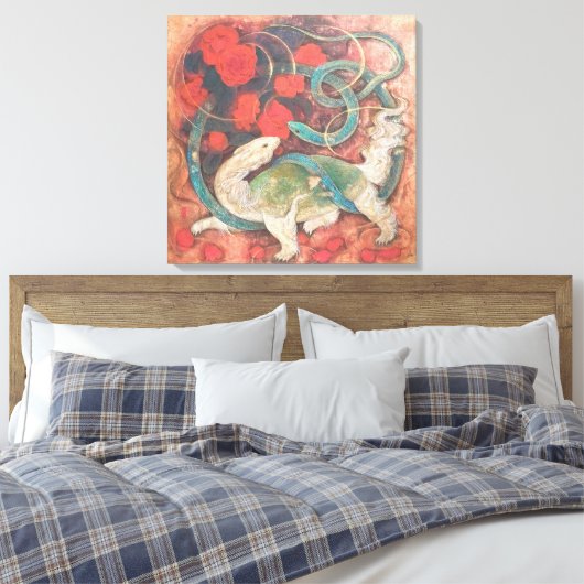 "Gate of Waters – Genbu, Guardian of the North" Canvas Afdruk (Insitu (Slaapkamer))