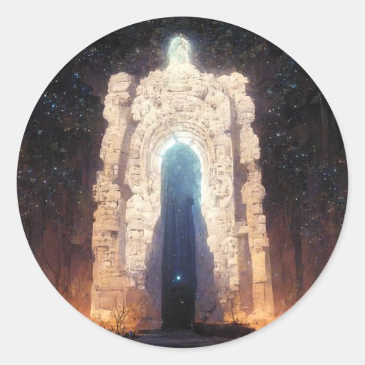 Gate to Eternity Fantasy Sci-Fi Art Ronde Sticker (Voorkant)