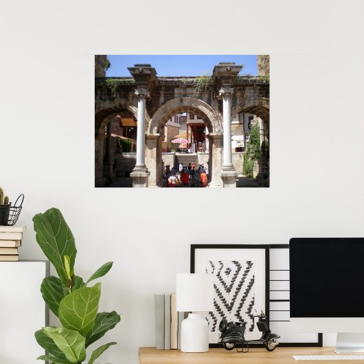 Gate van de Romeinse keizer Hadrian Poster (Thuiskantoor)
