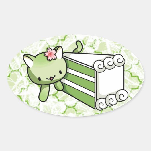 Gateau Matcha Kat Ovale Sticker (Voorkant)