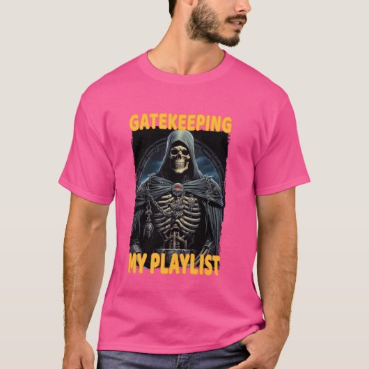Gatekeeping Mijn afspeellijst Cringe Skeleton T-shirt (Voorkant)