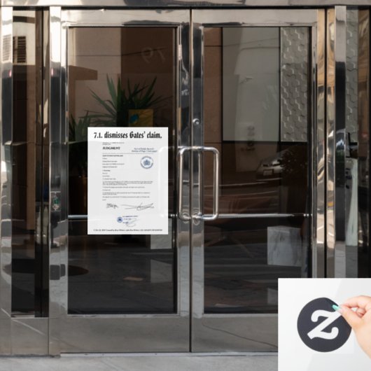 Gates' claim van RoseWrites Window Cling wordt afg Raamsticker (Kantoordeur)