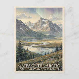 Gates of the Arctic Alaska Waterverf Briefkaart