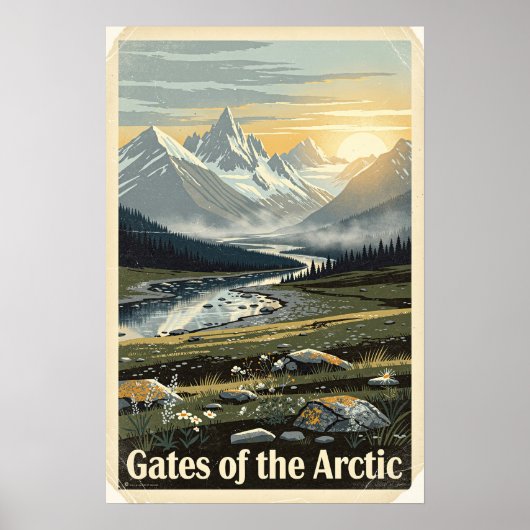 Gates of the Arctic National Park Retro Poster (Voorkant)