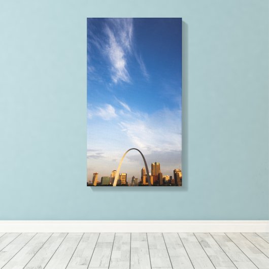 Gateway Arch en downtown St. Louis Canvas Afdruk (Insitu (Houten vloer))