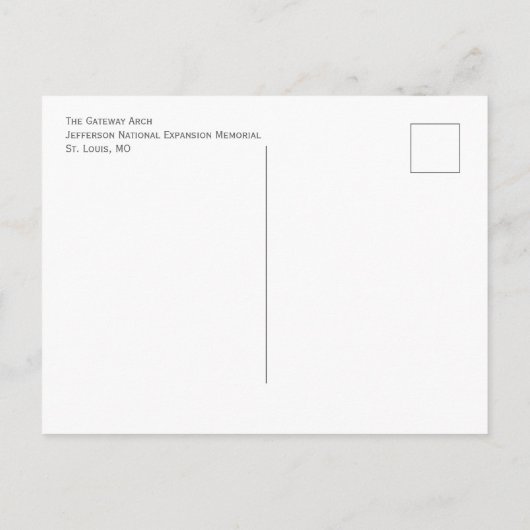 Gateway Arch, Jefferson National Expansion, MO Briefkaart (Achterkant)