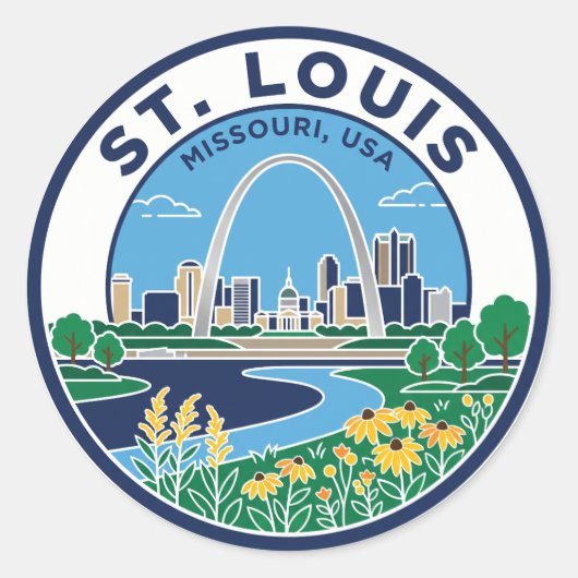 Gateway Arch Missouri Ronde Sticker (Voorkant)