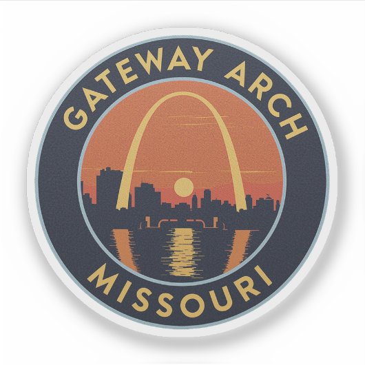Gateway Arch Missouri Vintage Travel Sticker (Voorkant)