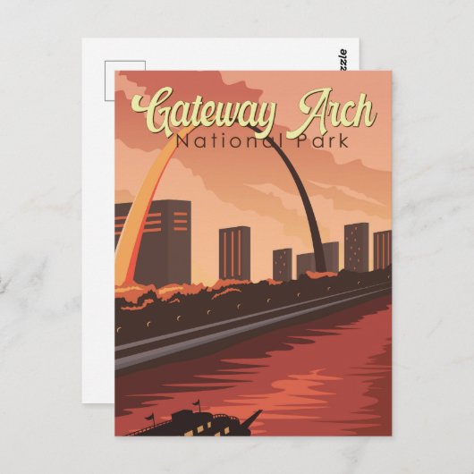 Gateway Arch National Park Illustratie Reiskunst Briefkaart (Voorkant / Achterkant)