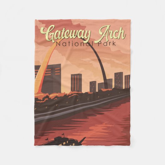 Gateway Arch National Park Illustratie Reiskunst Fleece Deken (Voorkant)