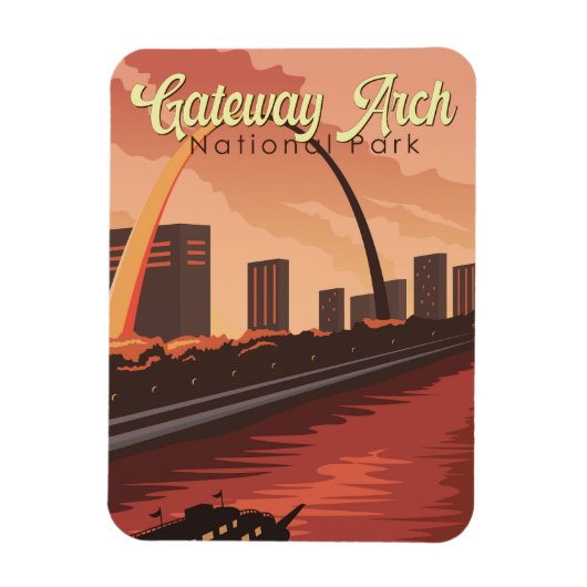 Gateway Arch National Park Illustratie Reiskunst Magneet (Verticaal)