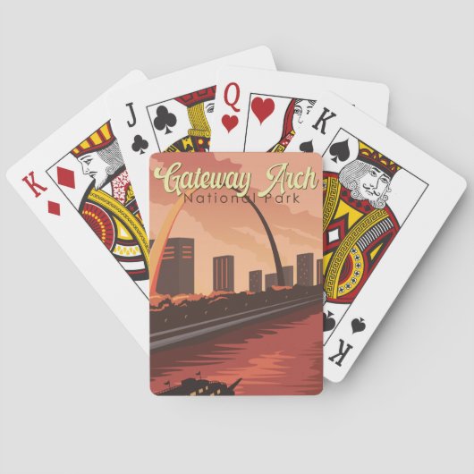 Gateway Arch National Park Illustratie Reiskunst Pokerkaarten (Achterkant)