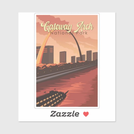 Gateway Arch National Park Illustratie Reiskunst Sticker (Vel)