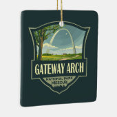Gateway Arch National Park Illustratie Retro Art Keramisch Ornament (Rechts)