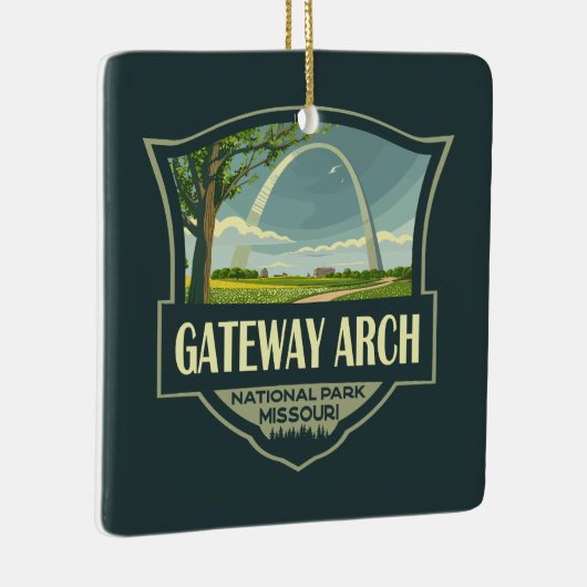 Gateway Arch National Park Illustratie Retro Art Keramisch Ornament (Rechts)