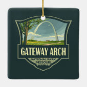 Gateway Arch National Park Illustratie Retro Art Keramisch Ornament (Achterkant)