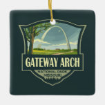 Gateway Arch National Park Illustratie Retro Art Keramisch Ornament<br><div class="desc">Gateway Arch vector artwork ontwerp. Het Gateway Arch National Park is een nationaal park in St. Louis,  Missouri,  vlak bij het startpunt van de Lewis and Clark Expedition.</div>