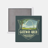 Gateway Arch National Park Illustratie Retro Art Magneet (Voorkant / Achterkant)