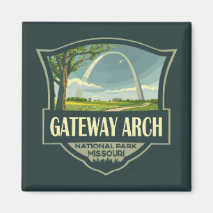 Gateway Arch National Park Illustratie Retro Art Magneet