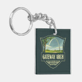 Gateway Arch National Park Illustratie Retro Art Sleutelhanger (Voorkant Links)