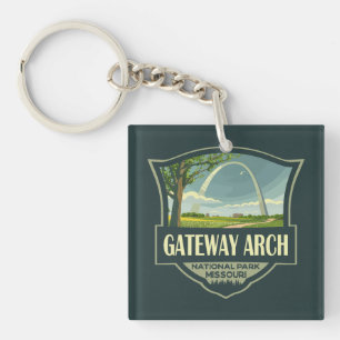 Gateway Arch National Park Illustratie Retro Art Sleutelhanger