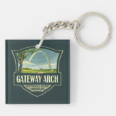Gateway Arch National Park Illustratie Retro Art Sleutelhanger (Achterkant)
