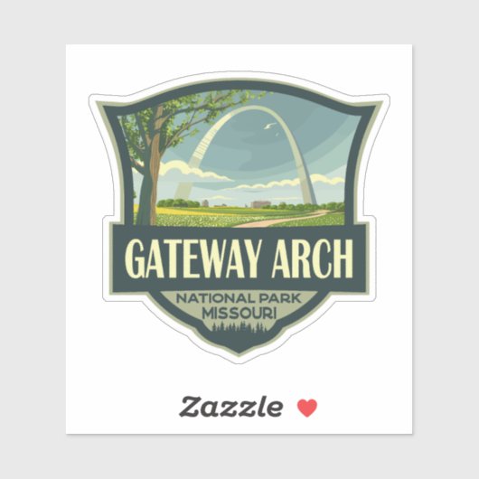 Gateway Arch National Park Illustratie Retro Art Sticker (Vel)