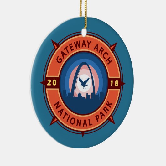 Gateway Arch National Park Retro Compass Embleem Keramisch Ornament (Rechts)