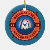 Gateway Arch National Park Retro Compass Embleem Keramisch Ornament (Voorkant)