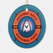 Gateway Arch National Park Retro Compass Embleem Keramisch Ornament (Links)