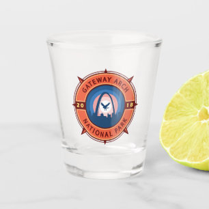 Gateway Arch National Park Retro Compass Embleem Shot Glas