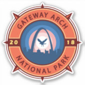 Gateway Arch National Park Retro Compass Embleem Sticker (Voorkant)