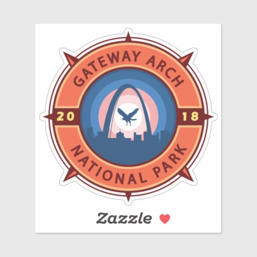 Gateway Arch National Park Retro Compass Embleem Sticker (Vel)