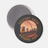 Gateway Arch National Park Retro Noodcirkel Magneet (Voorkant / Achterkant)