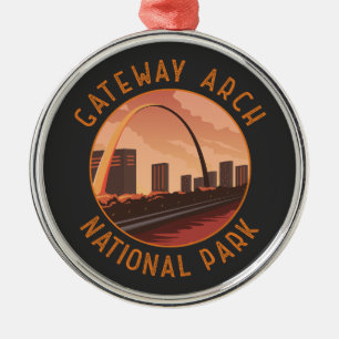 Gateway Arch National Park Retro Noodcirkel Metalen Ornament