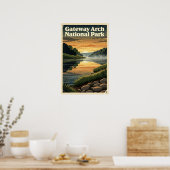 Gateway Arch National Park Retro Poster (Keuken)